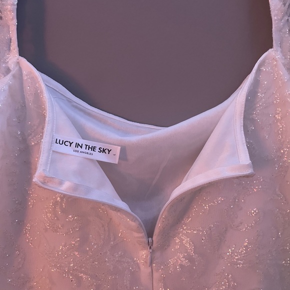 White Sequin Short Sleeve Mini Dress - Picture 8 of 8